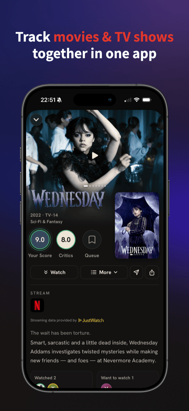 Track movies and TV shows together in one app